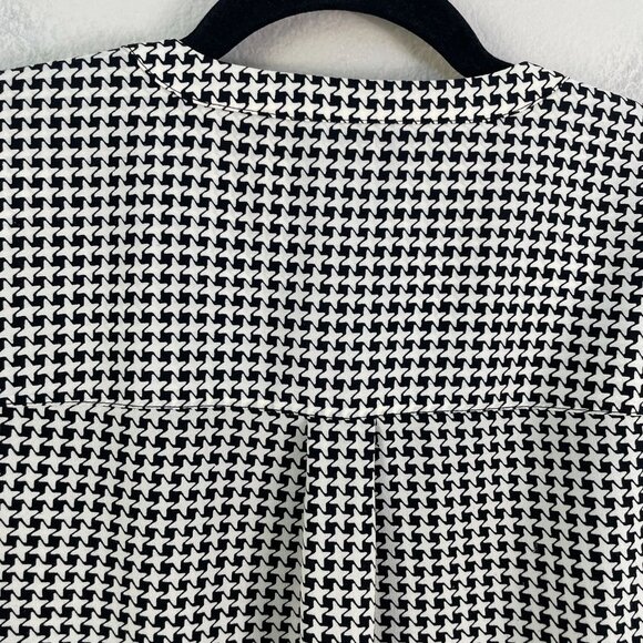 Talbots Womens Plus X Houndstooth Tunic Top Long Sleeve Black White Shirt Blouse - Picture 9 of 9
